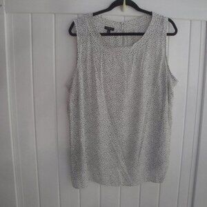 NEW Talbots Career Top 2X Sleeveless White-Black Polka Dot Blouse Plus